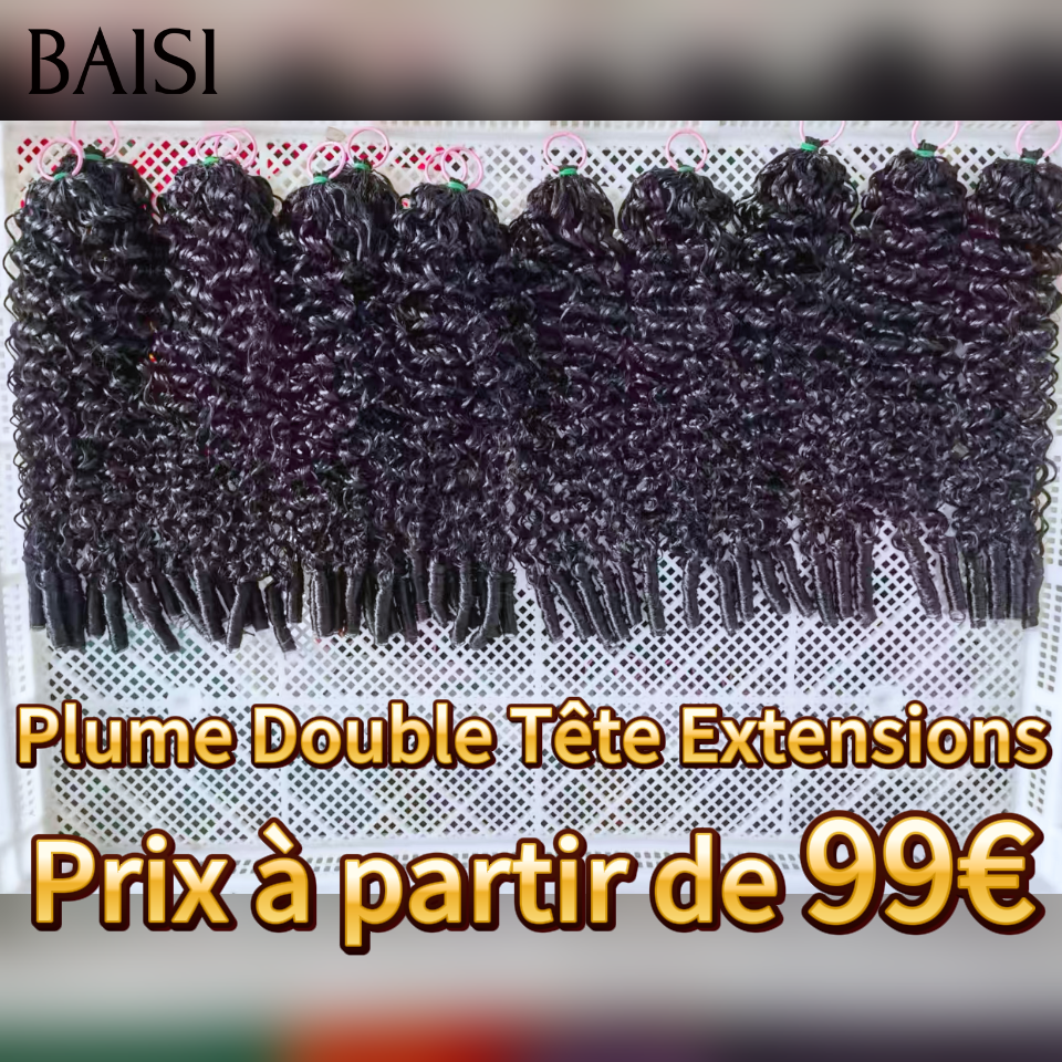Extensions de Cheveux Humain spring curly Plume Double Tête Style Crochet Hair Extensions crochet invisible & Confort, Garantie 20 ans