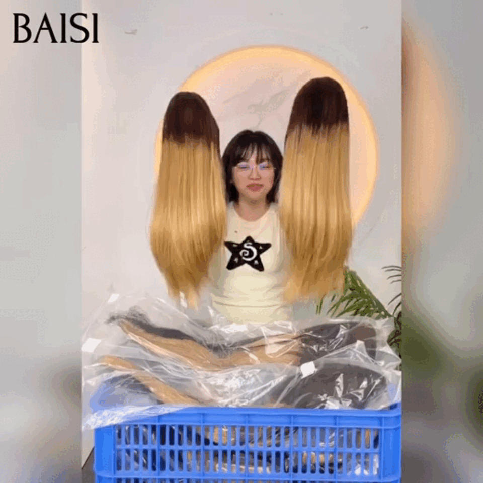 BAISI 2x6 Lace SDD BONE STRAIGHT 100% Vietname Hair Perruque Lisse DE luxe en couleur miel En 100% Vrais Cheveux Humains
