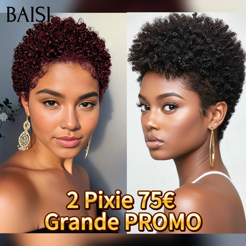 BAISI OFFRE FLASH 2 Pixie 75€ afro ou 13X4 lace 4 bobs 200 euros en 100% vrais cheveux humains
