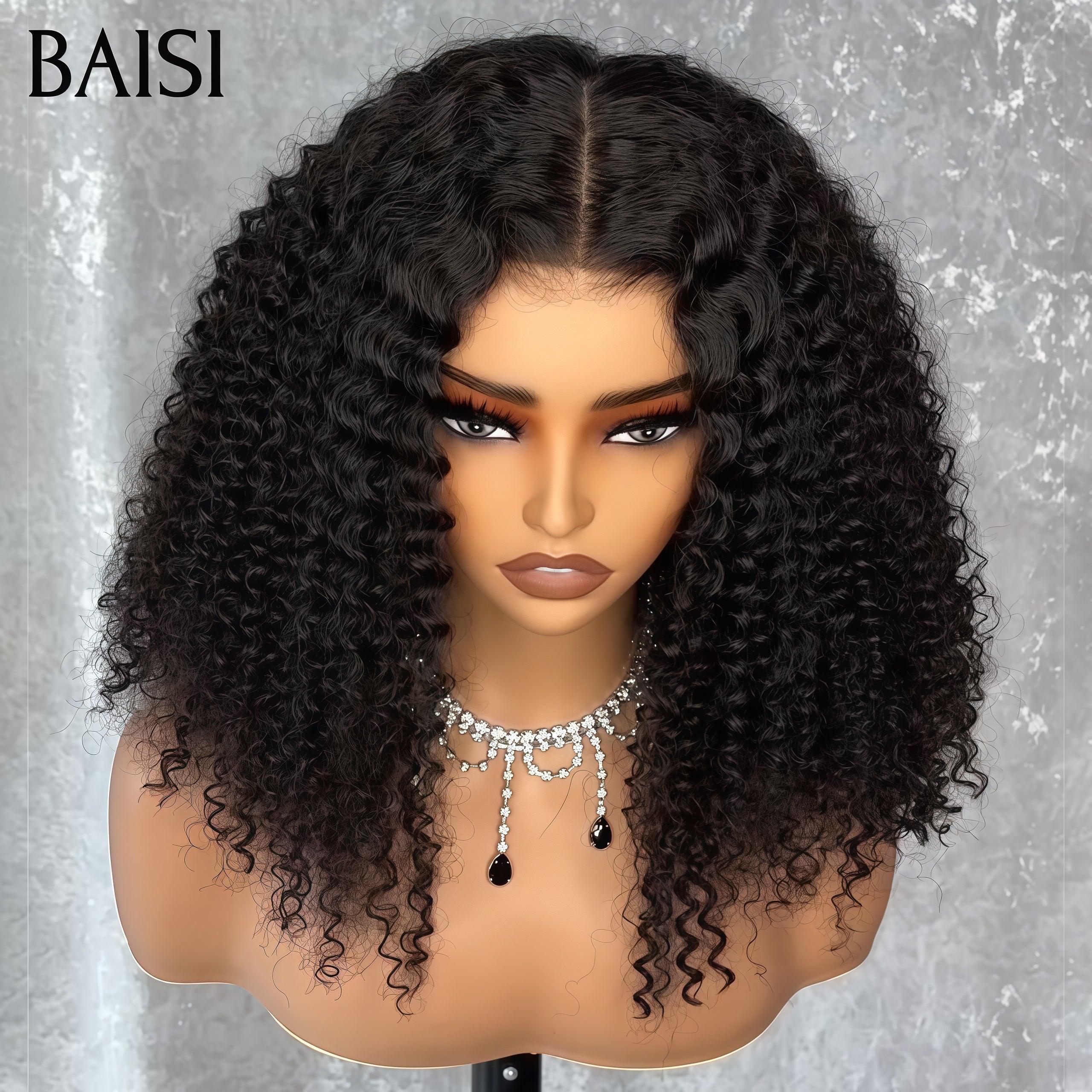 BAISI T PART PERRUQUE Noël PROMO 18 Pouces BOUCLÉE CURLY 300% Densité sans Colle Pré-plucked Pas Besoin de Colle en 100% Raw Hair Lace déjà couper