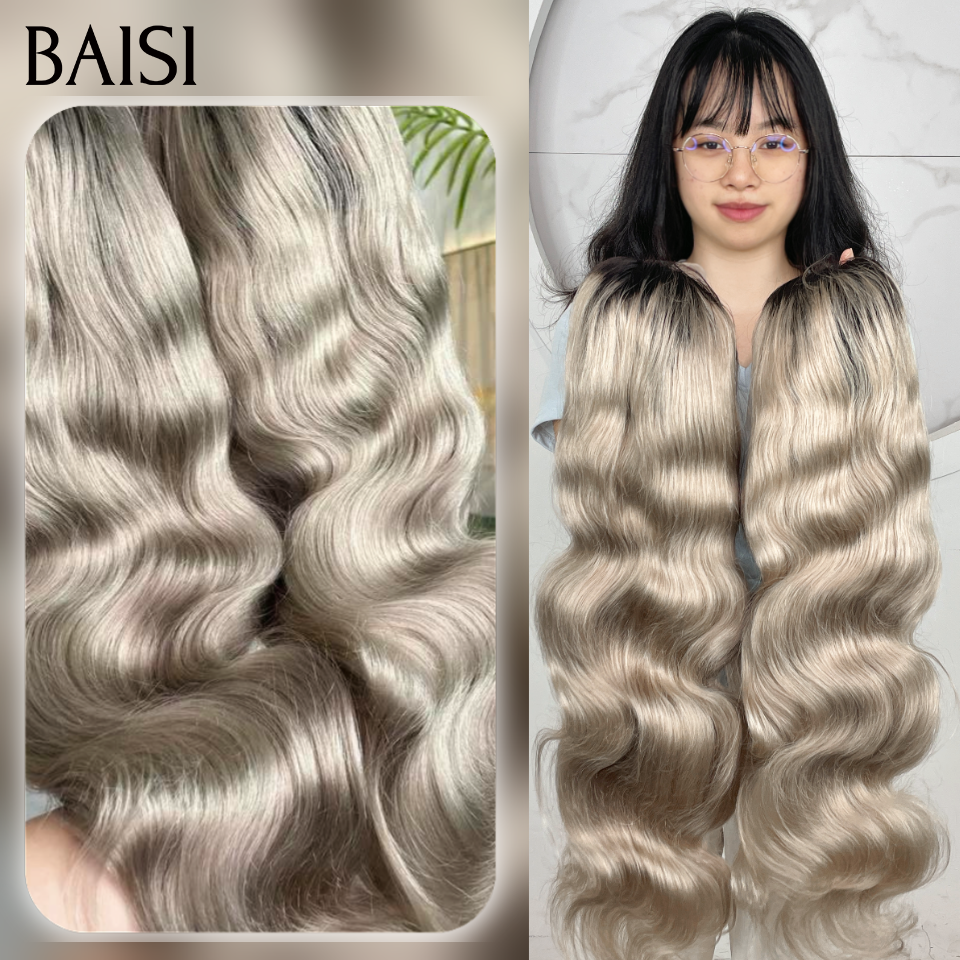 BAISI Collection Poivre et Sel 13X4 lace Perruque Body wave 16 pouces 159€ En Couleur Gris 1BTgris# 100% CHEVEUX HUMAINS