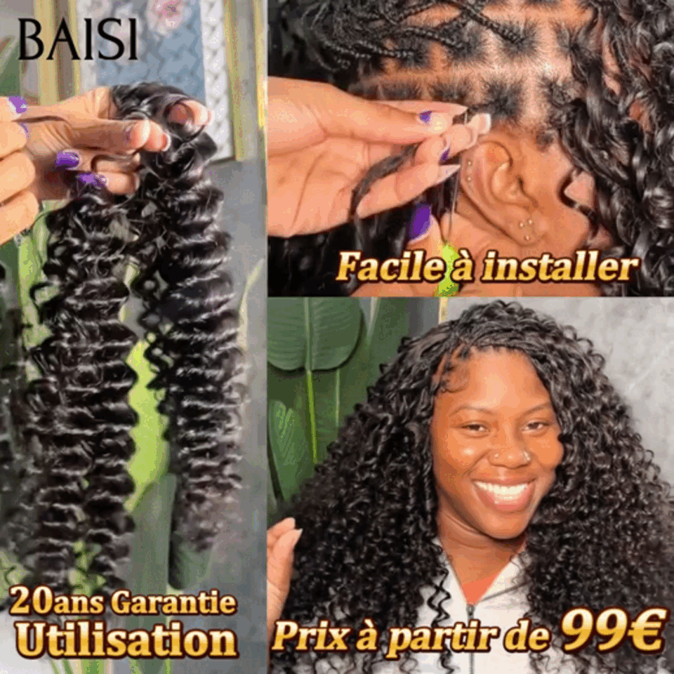 Extensions de Cheveux Humain deep wave Plume Double Tête Style Crochet Hair Extensions crochet invisible & Confort, Garantie 20 ans