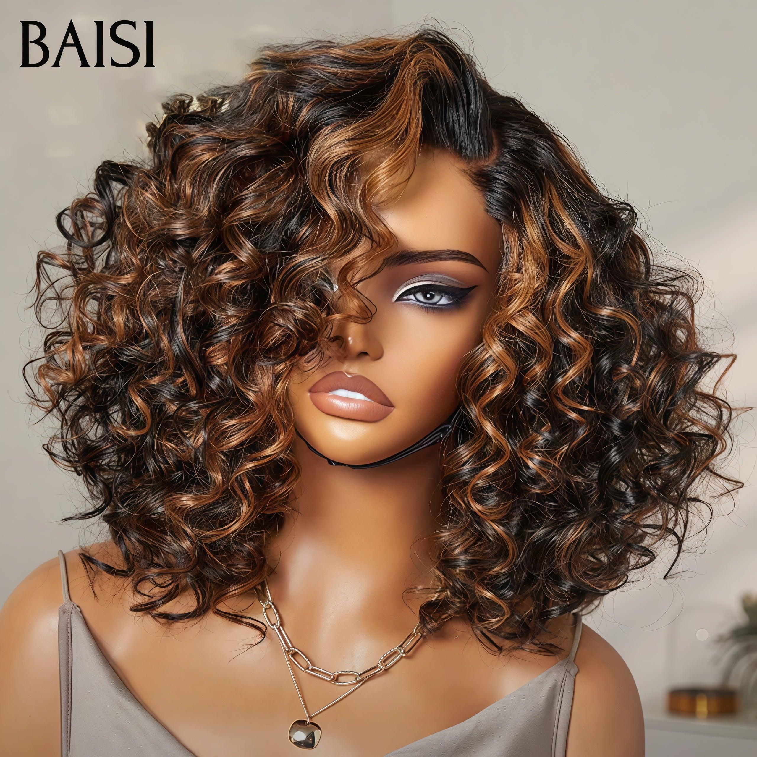 BAISI 4X4 Perruques water Wave en Couleur Mixte 1B/30# ou NOIR en 100% Cheveux Humains