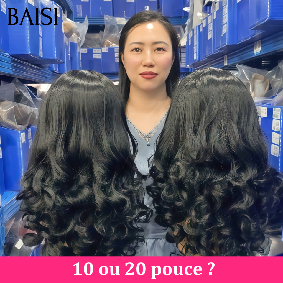 BAISI promotion perruque wave frontale 10 pouce 65€ ou Perruque bandeau Bouclé egg wave noir sans Colle 20 Pouces human hair en 100% Cheveux Humains