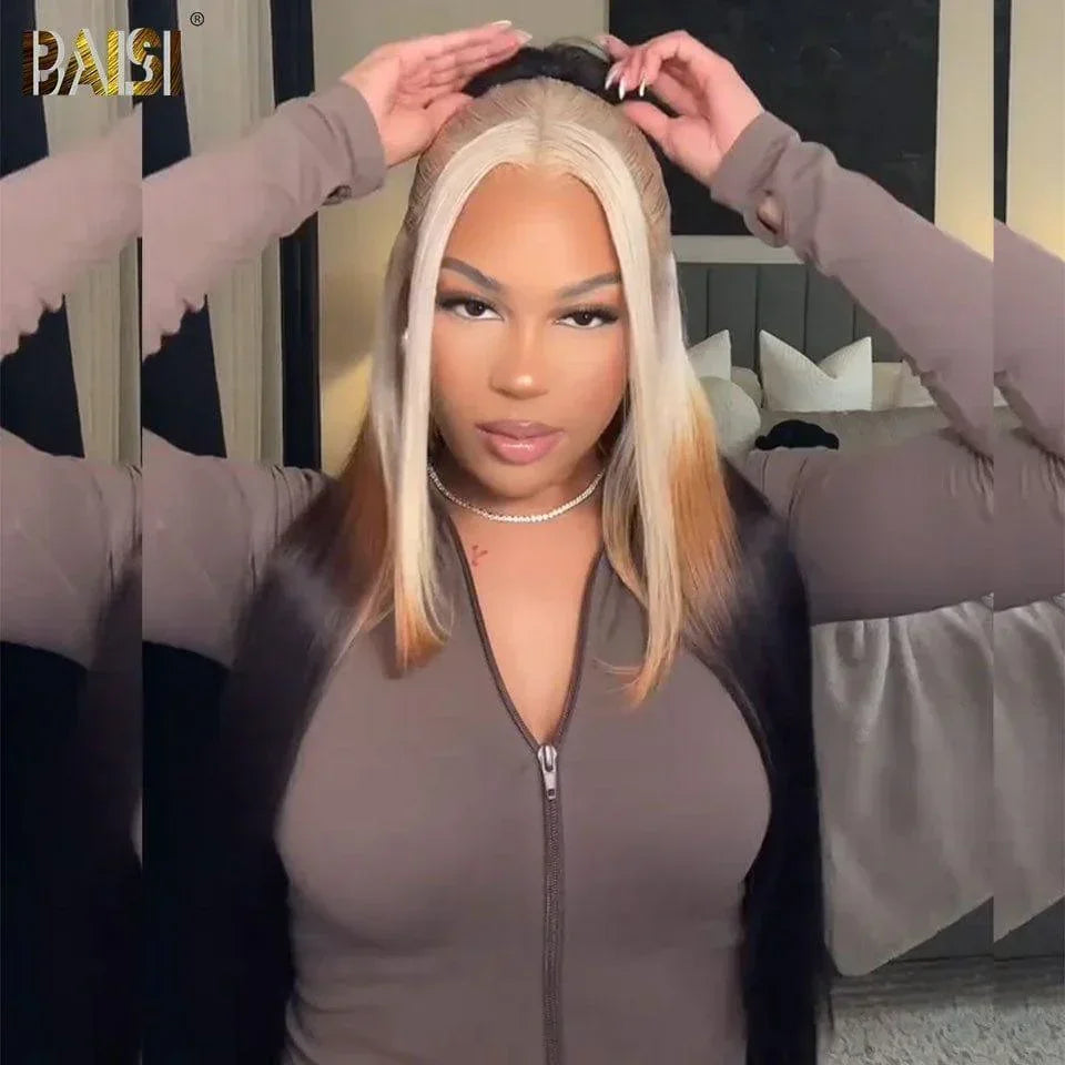 BAISI 13x4 Frontal Straight or Body Wave Wig in gradient color in 100% Raw Hair