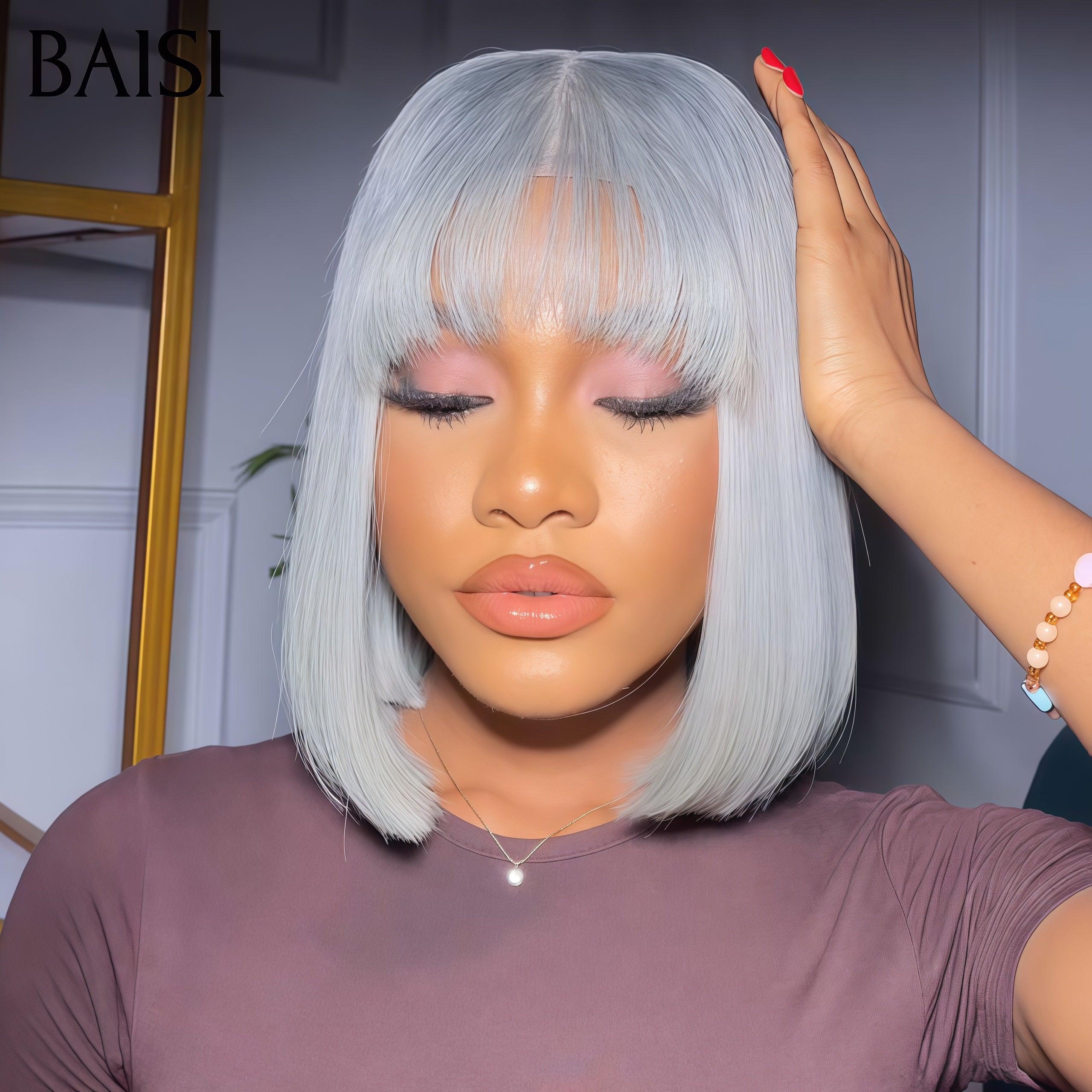 BAISI 100% Vietnam Hair Perruques SDD BONE STRAIGHT Lisse BOB avec Frange de luxe 8 pouces 98€ Personnalisation des couleurs en 100% vrais cheveux humains BS60