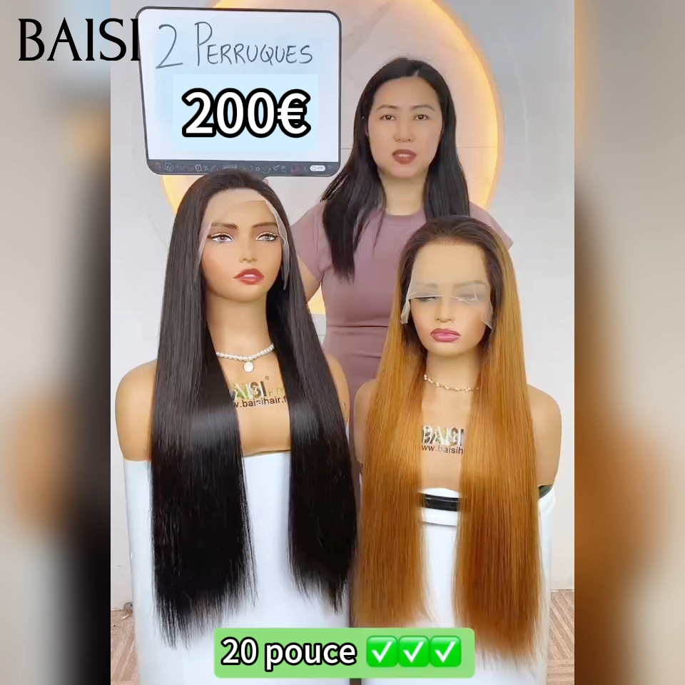 BAISI PROMO 2 Perruques 20 pouce 13×4 lace frontal Lisse 200€ human hair promotion bonne qualité