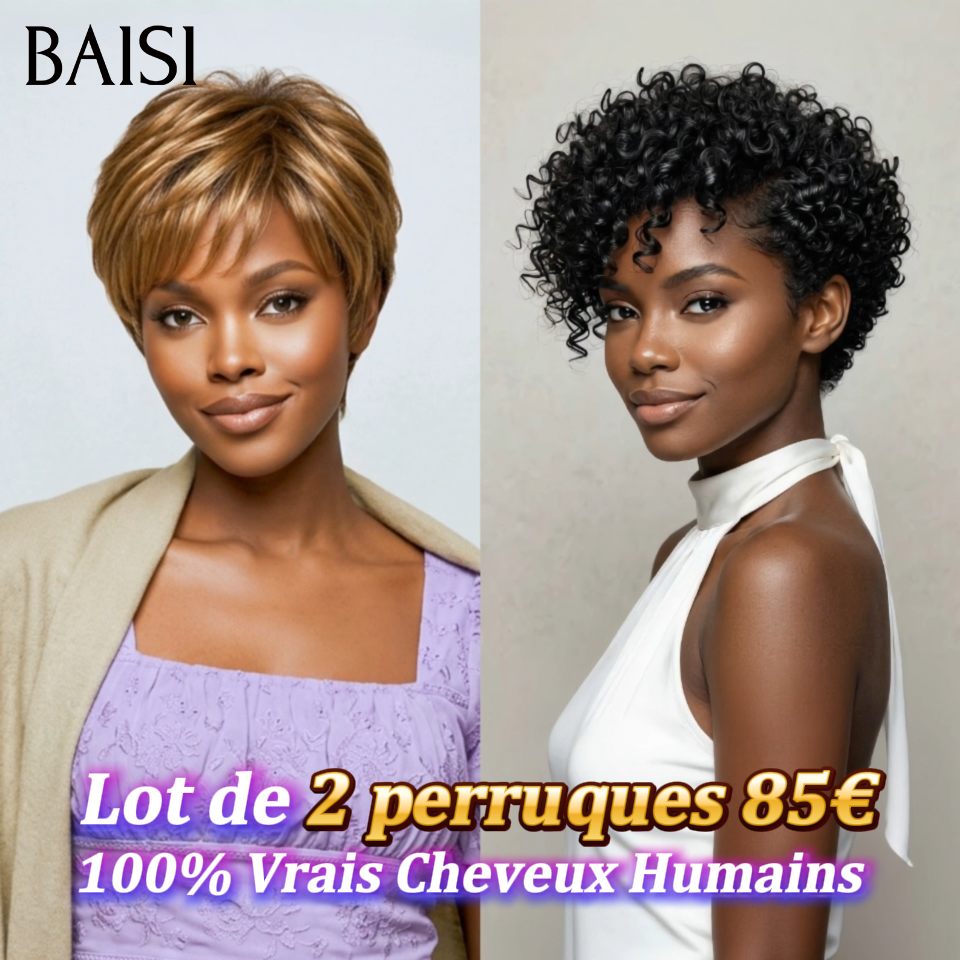 Parrucche BAISI 2 FRANGE 10P 120€ in Francia in capelli veri al 100% BS120