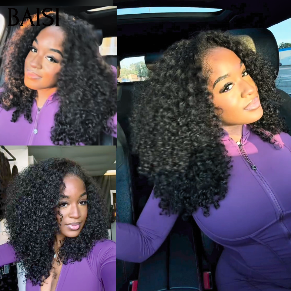 BAISI PROMO 13×4 lace frontal perruque curly wave 14 pouces 88€ ou 2 Perruques 129€ 4X4 lace closure Lisse bob marron et noir Moitié Prix e en 100% cheveux humains
