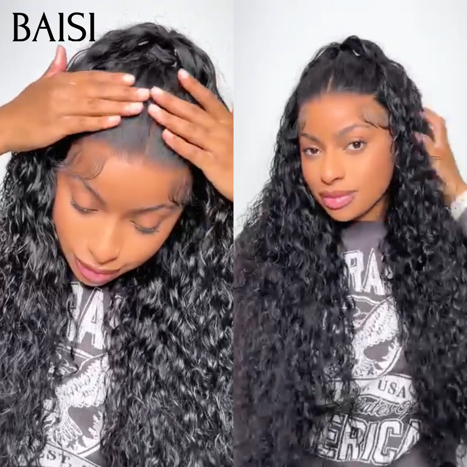 BAISI 13x4 lace frontal Perruque Coiffée curly wave avec coiffure tressée natte qualité et confort respirant Les prix commencent à 99€ en 100% Cheveux Humains