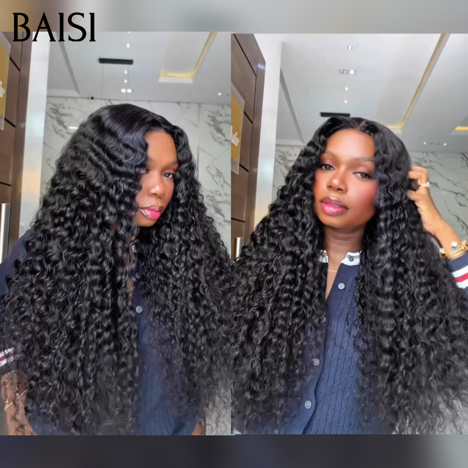 BAISI Peruca Frontal Encaracolada metade do preço 88€ 300% densidade em 100% cabelo humano
