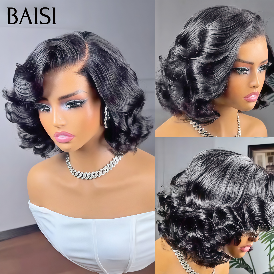 BAISI Perruque 10 pouce Sans Colle Egg wave en noir 88€ ou 4x4 coupe à la mode couleurs blonde #613 wave 8 pouce 200% volume