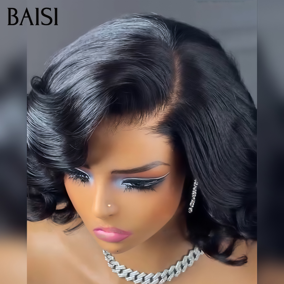 BAISI Perruque 10 pouce Sans Colle Egg wave en noir 88€ ou 4x4 coupe à la mode couleurs blonde #613 wave 8 pouce 200% volume