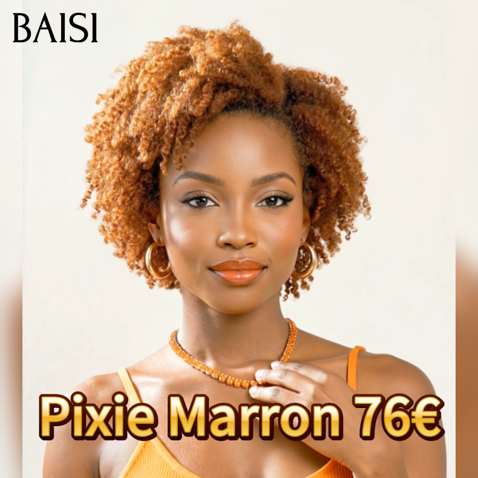 Parrucca afro riccia in pizzo BAISI 13X4 nel colore 4#27# F-905 in veri capelli umani al 100%