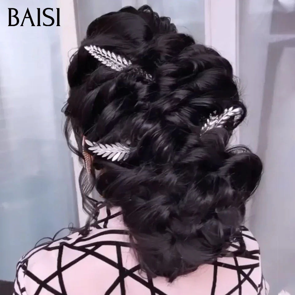 BAISI Coiffure de luxe Joa Perruques Mariage noir Prête à porter chignon et personalisation comme sur la vidéo 100% identique avec lace frontale événement spécial BS120