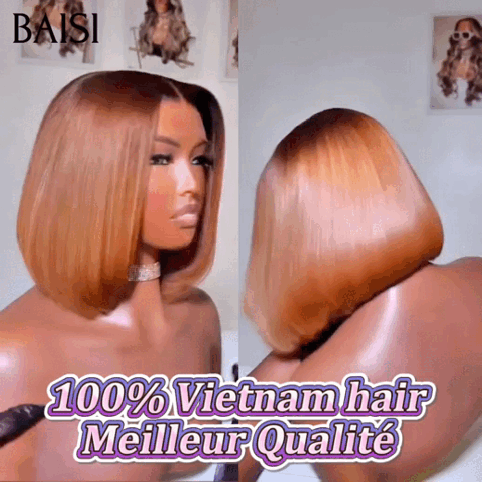 BAISI 2x6 Lace closure Perruque Lisse DE luxe Bob 100% Vietname Hair Couleurs Marron SDD BONE STRAIGHT En 100% Vrais Cheveux Humains