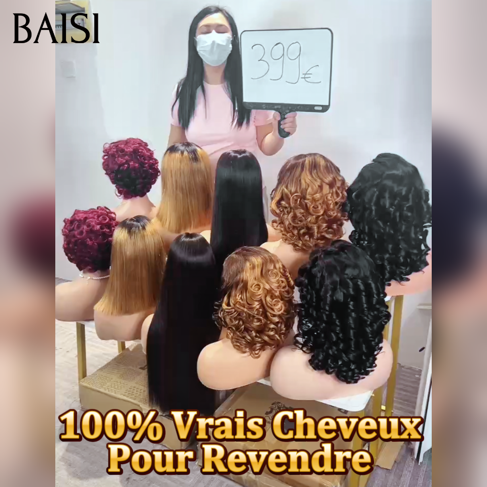 BAISI vente flash 5 Perruques 399€ en France Lisse et egg wave Moitié Prix 100% human hair