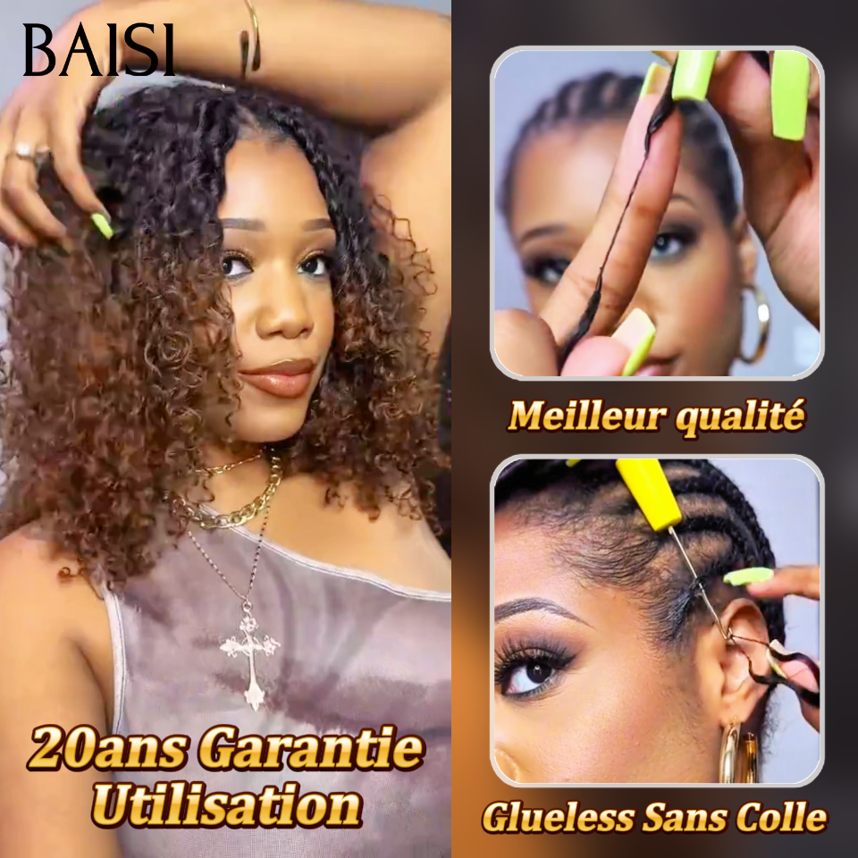 Nouvelles tendances Extensions de Cheveux Humain Plume Double Tête Style Crochet Hair Sans Colle curly Wave marron 100% Naturel Invisible & Confort, Garantie 20 ans