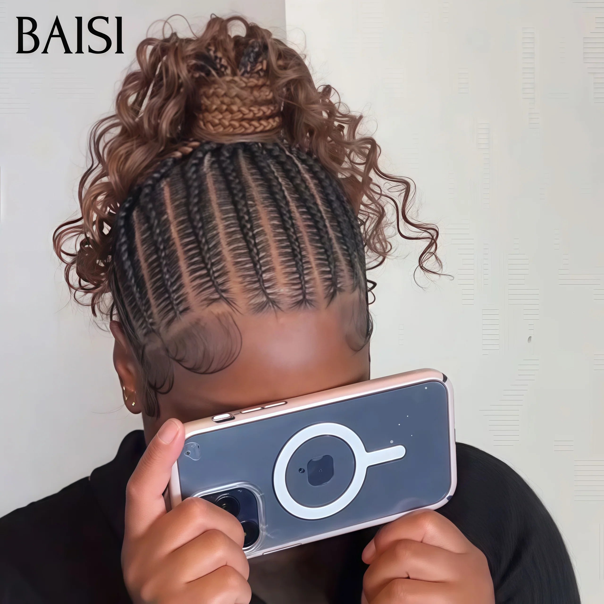 BAISI lace frontale 13x4 lace en couleur 1B30# Perruque aux cheveux avec la natte devant 100% identique à la vidéo