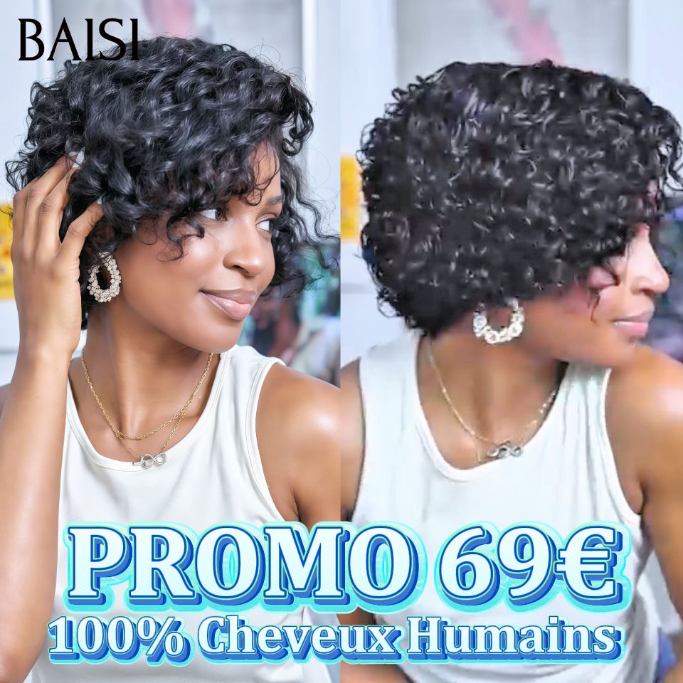 Vente flash 69€ pixie curly wave Sans Colle Facile à porter en 100% Cheveux Humains