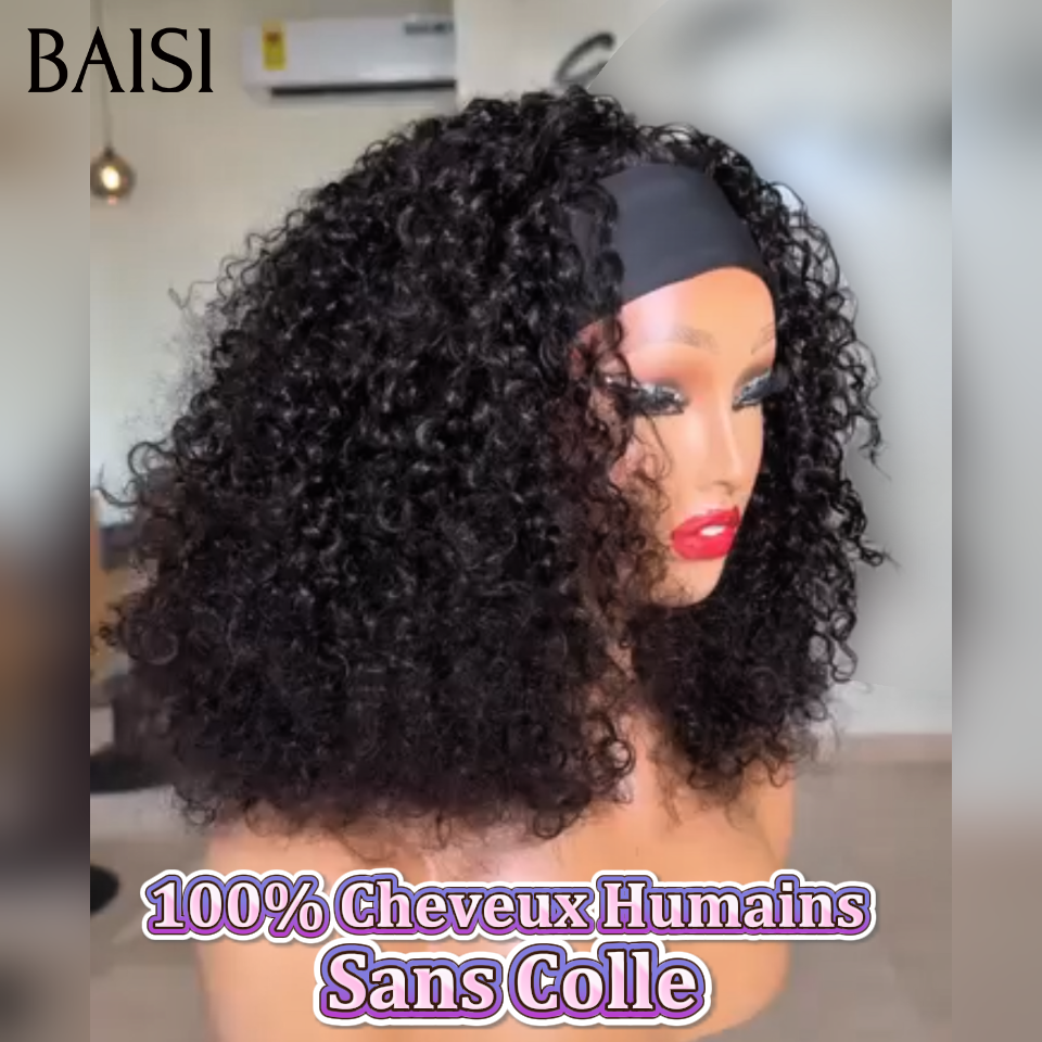 BAISI Parrucca con fascia a onde profonde fatta a macchina C