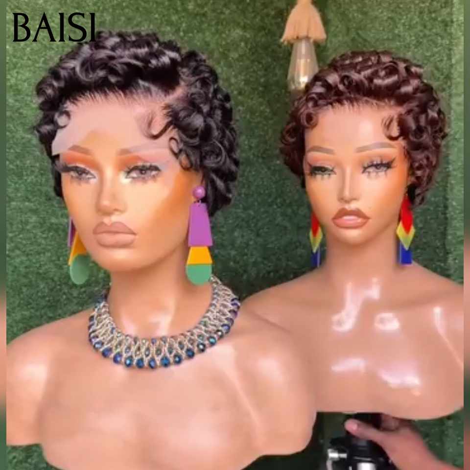 Parrucca dritta da folletto BAISI di colore nero blu € 55 in capelli umani al 100%.