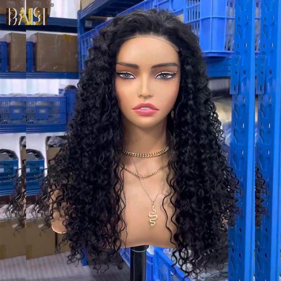BAISI 4X4 Perruque de Luxe curly wave en Couleurs Noir 20 pouces A1 Fabriquées par les cheveux double drawn mèches vièges volume Vietnam Hair 300% densité plus de 20 ans d' utilisations