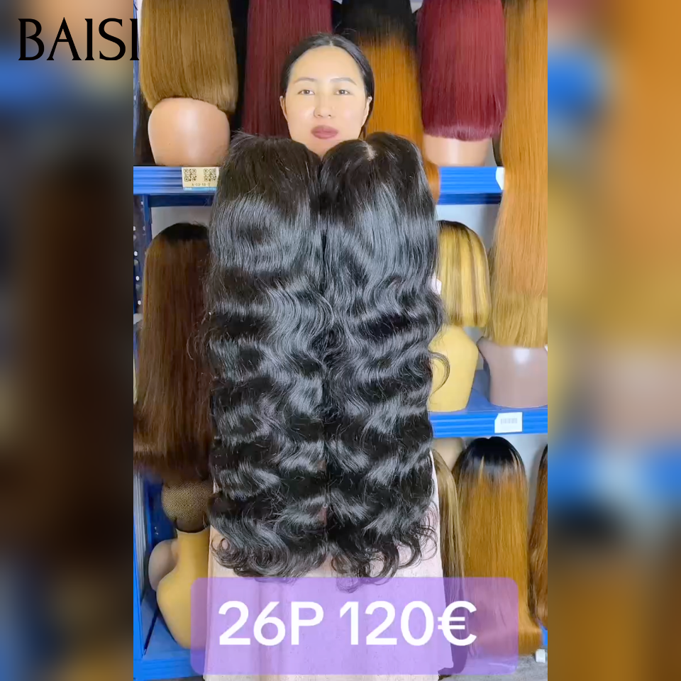 BAISI Perruques 4X4 closure Body wave Couleur NOIR 26 Pouces Perruque 100% Cheveux Humains