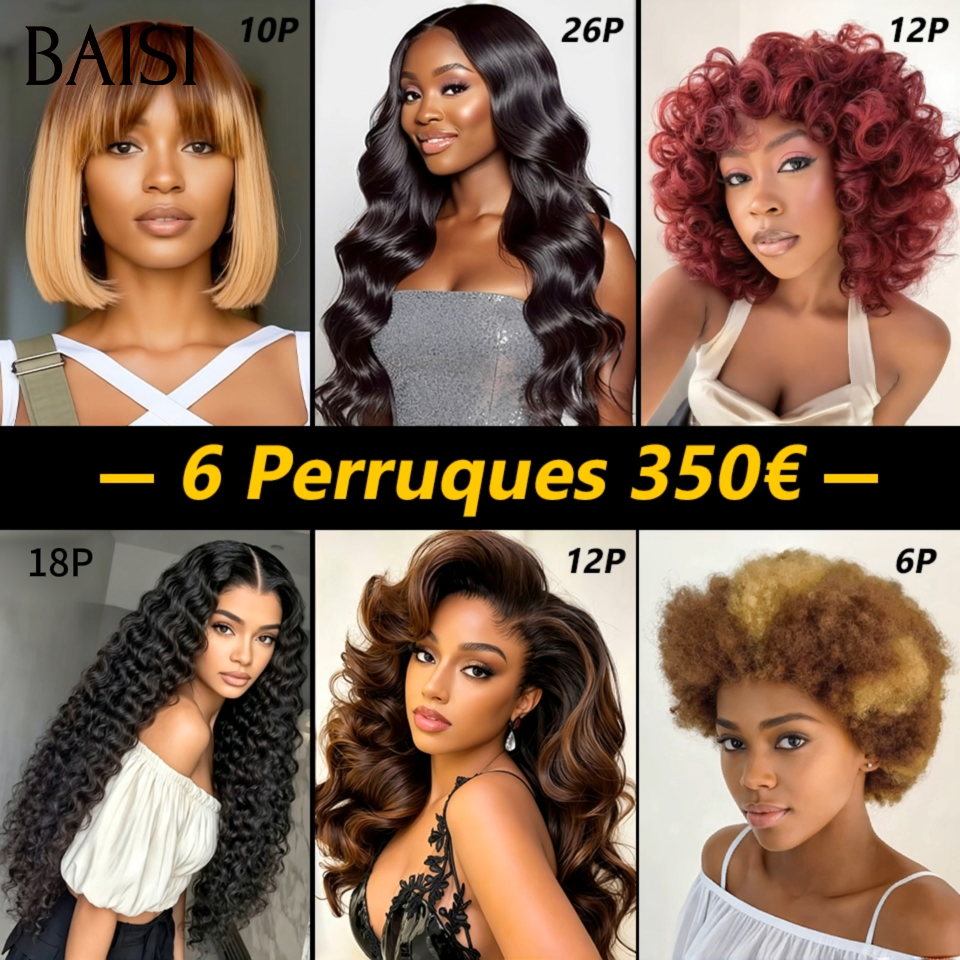 6 perruques lot pour revendre 350€ promo 1 panier pour France 100% vrais cheveux humains