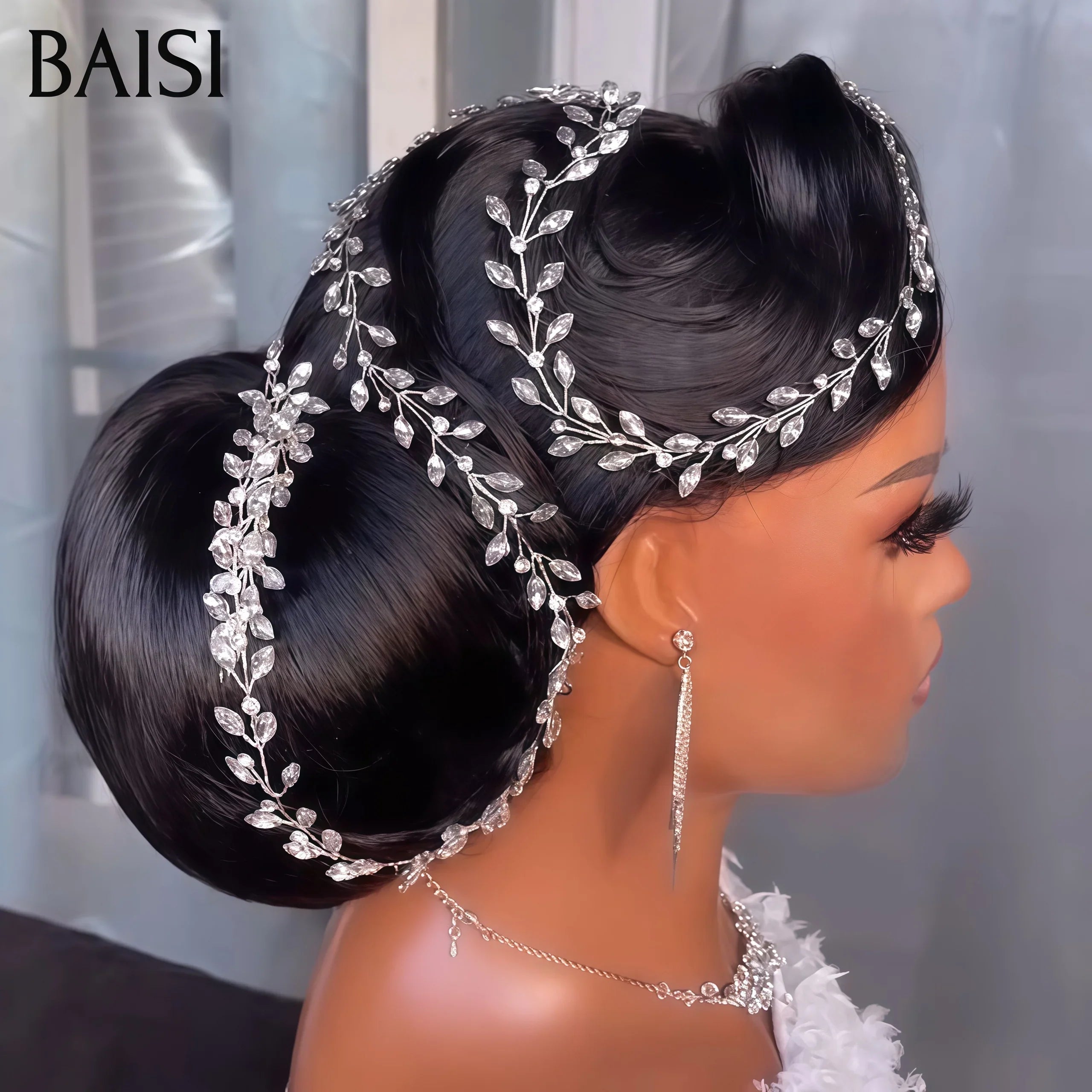 BAISI Coiffure de luxe Lola Perruques Mariage noir Prête à porter chignon et personalisation comme sur la vidéo 100% identique avec lace frontale événement spécial BS120