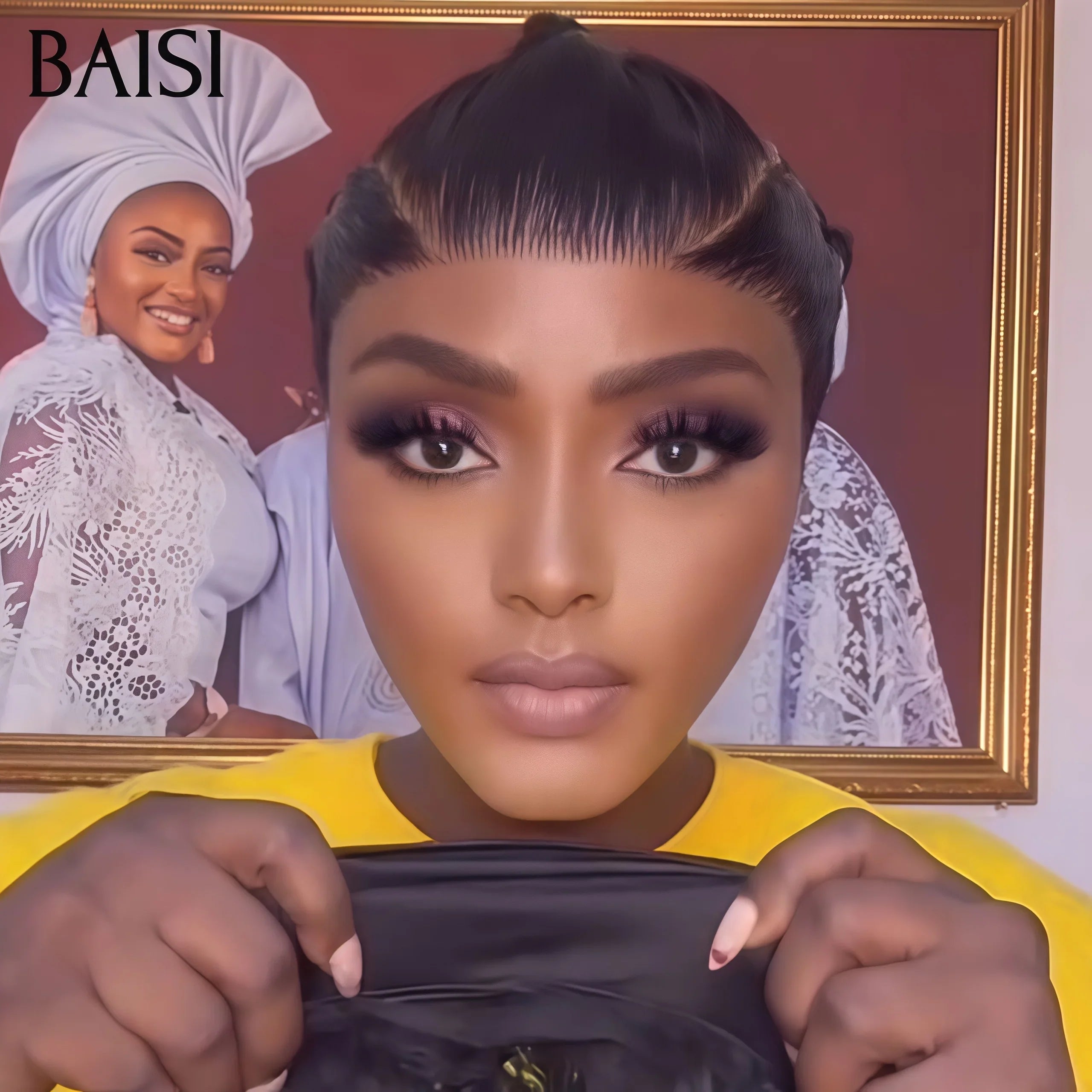 BAISI Grande lace frontale avec natte prête à porter sans colle simple et efficace résultat beau et naturel ou perruque bouclée ou curly wave avec natte 10 Pouces 99€
