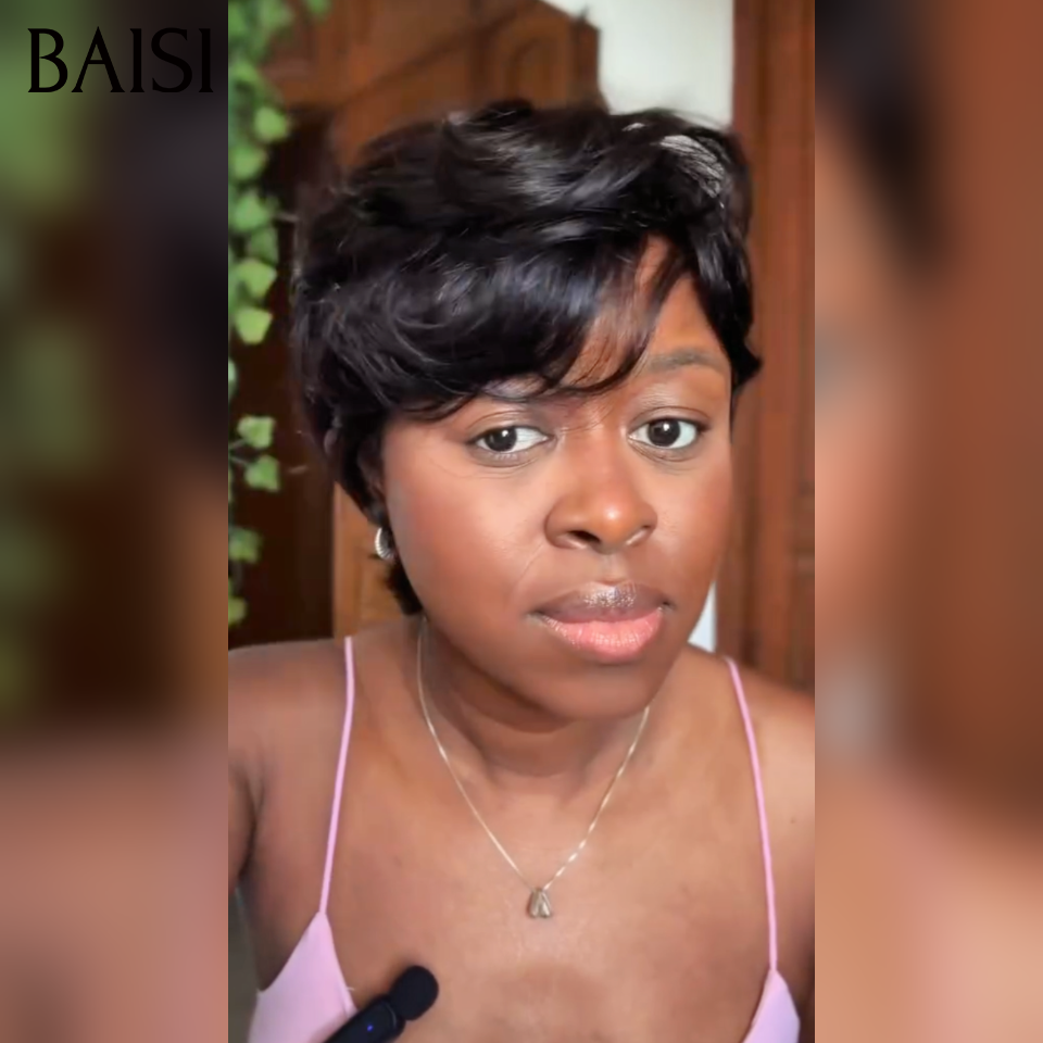 BAISI Parrucca liscia bob taglio personalizzato Marrone 4T30#T4# 10 pollici Pre-plucked Non necessita colla 100% Raw Hair Lace già tagliata 300% densità oltre 20 anni di utilizzo