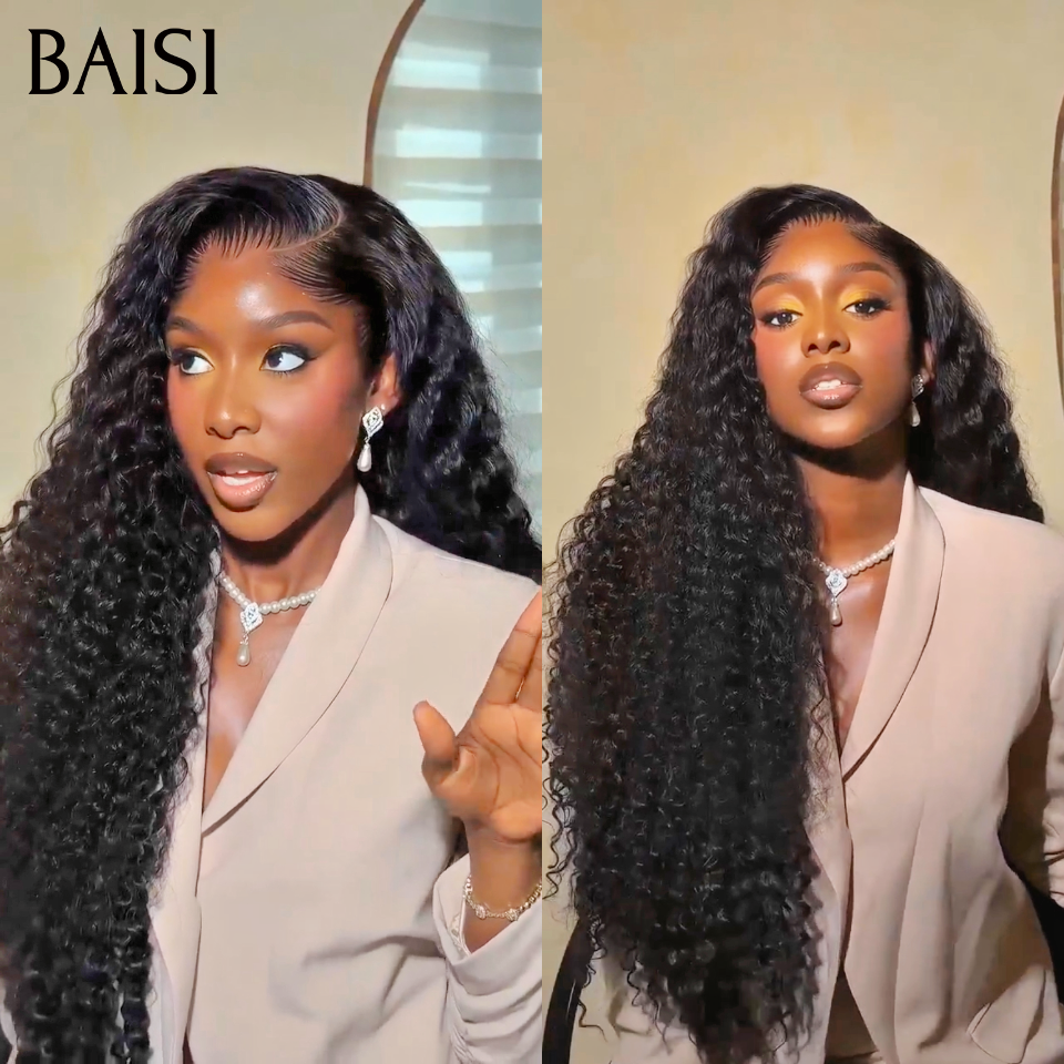 BAISI 13X4 Perruques de Luxe Curly A1 Fabriquées par les cheveux double drawn mèches vièges volume 250% densité plus de 20 ans d' utilisations