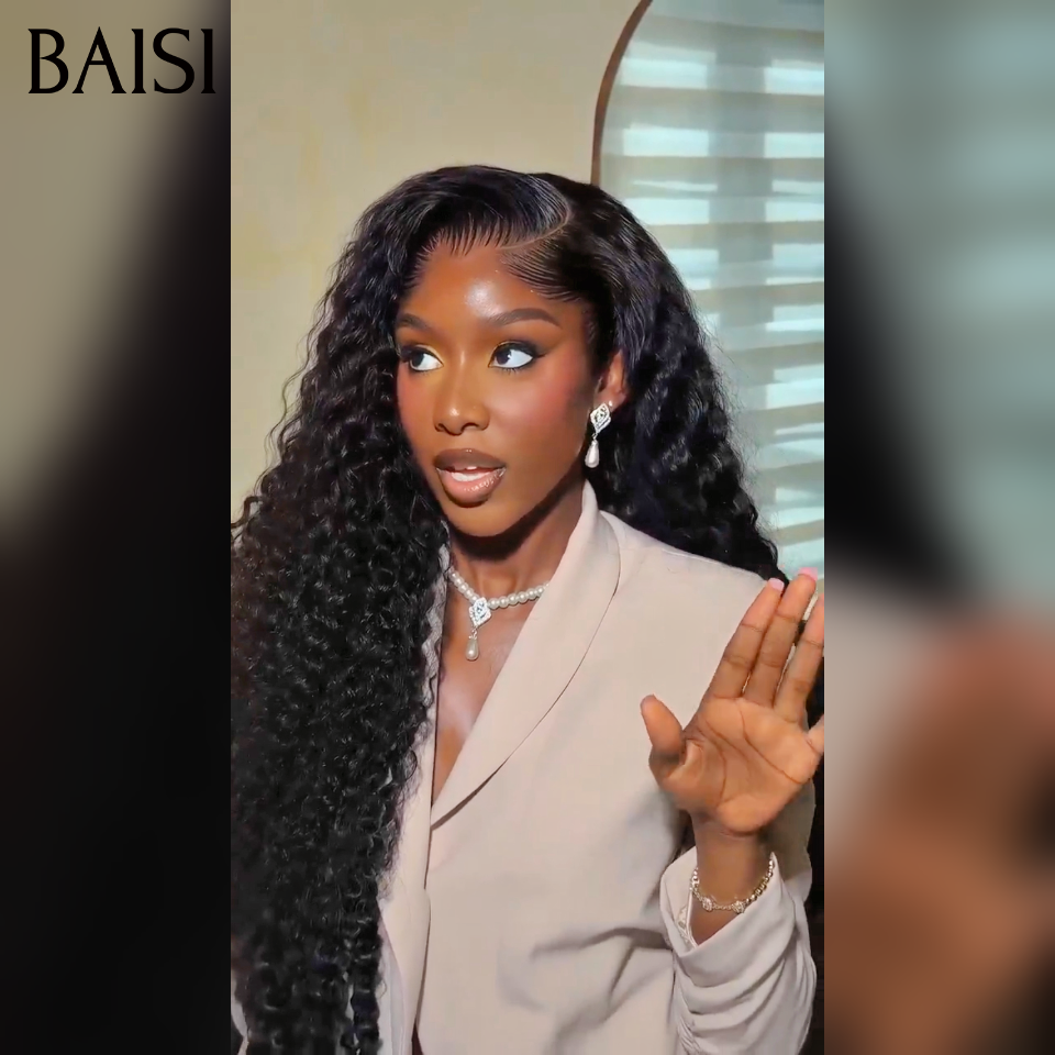 BAISI 13X4 Perruques de Luxe Curly A1 Fabriquées par les cheveux double drawn mèches vièges volume 250% densité plus de 20 ans d' utilisations