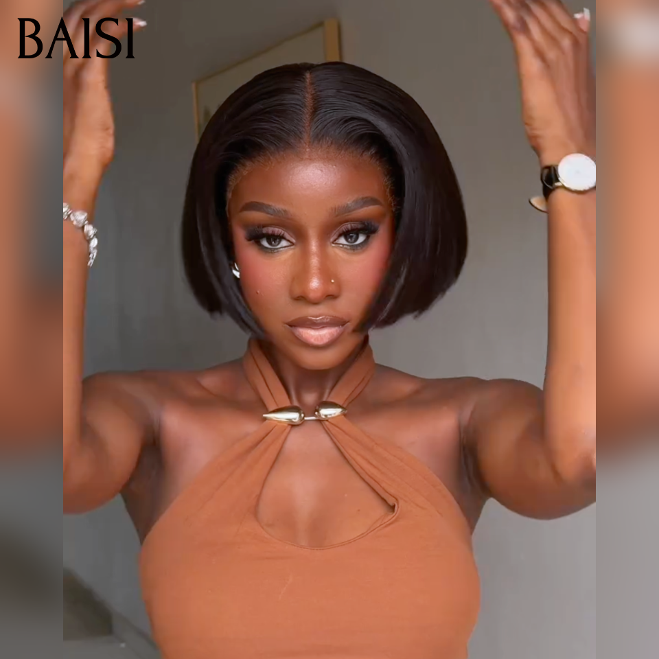 BAISI perruques 8 pouces bob Frontale 66€ Lisse BOB naturel NOIR ou Vietnam Hair 8P 98€ de luxe lisse en 100% vrais cheveux humains