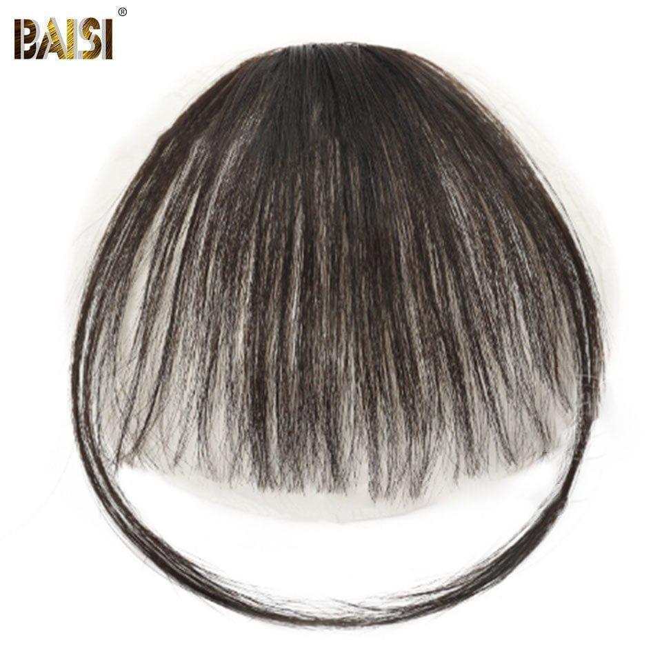 BAISI 2 Pieces Bangs Clips with adjustable clips 100% straight human hair natural color (On sale with a wig at least for delivery)