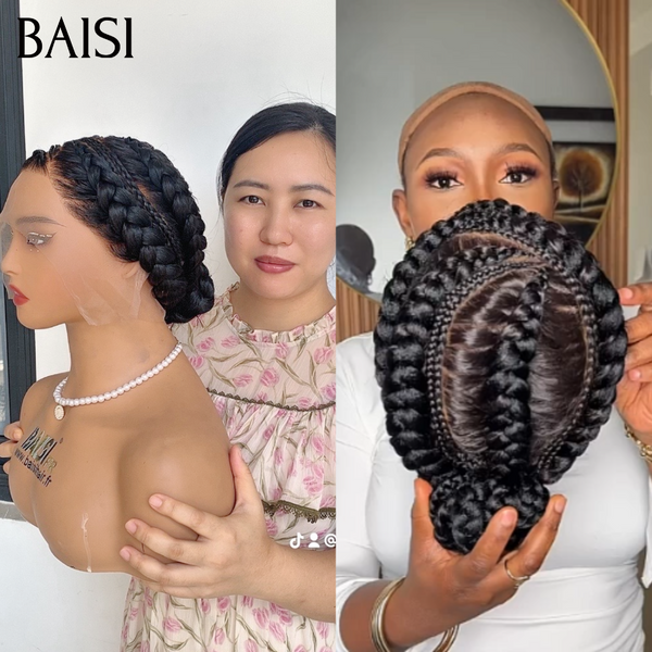 Perruque 100% identique coiffée Chignon de nattes Comme la vidéo 199€ NOIR en 100% Cheveux Humains