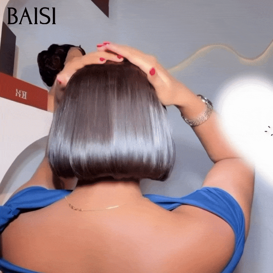 BAISI 300% densité 100% Vietnam Hair 2X6 Perruque Bob Lisse Vietnam Hair 8 pouce SDD 79€ En noir mélangé bordeaux 99j 8 Pouces 89 € Perruque de luxe en 100% Cheveux Humains