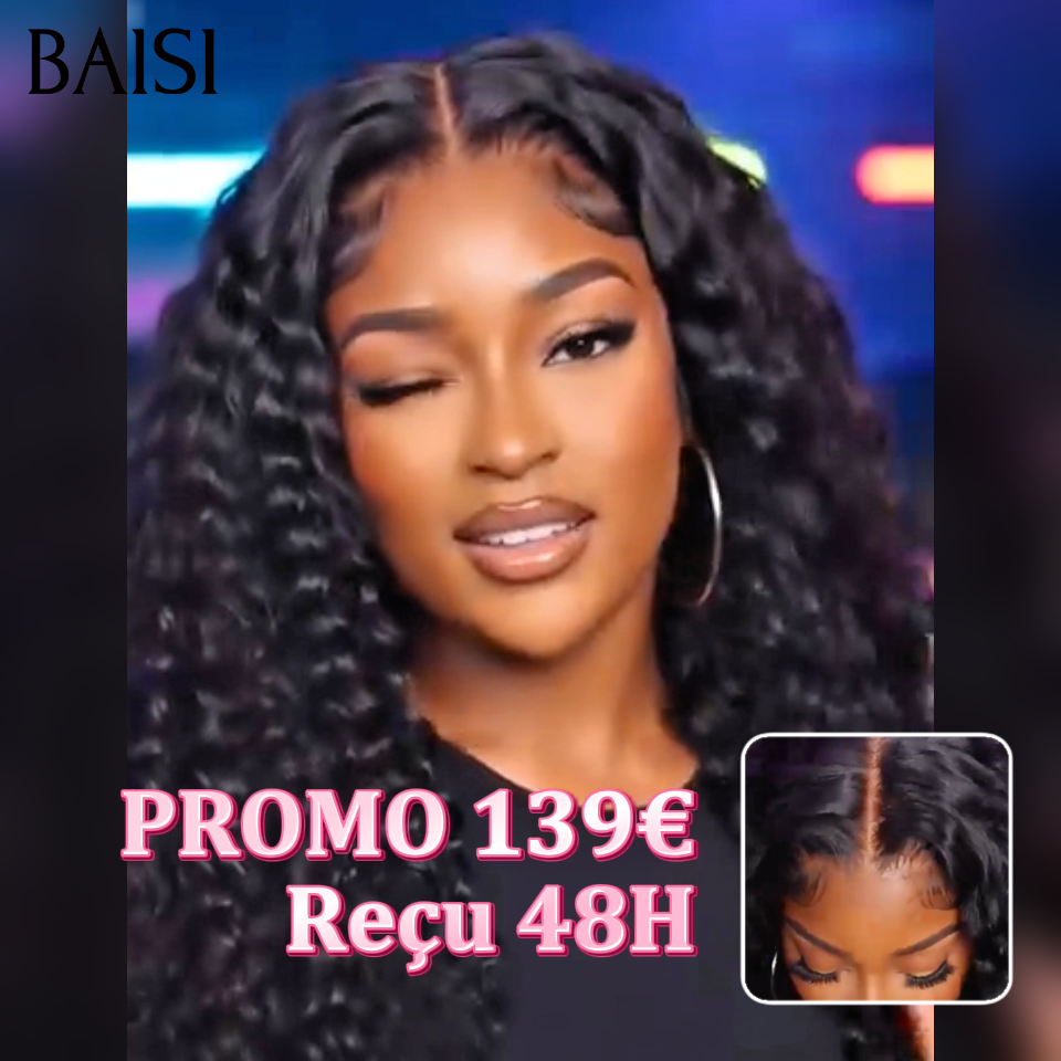 BAISI PROMO 13x4 lace frontal deep wave 24 pouce 139€ en France Reçu 48H ou 2 perruques 300€ 13X4 lace 20 Pouces 2 couleurs ou 2 Achetées + 2 Gratuites = 430€ Moitié Prix en 100% vrais cheveux humains MP50