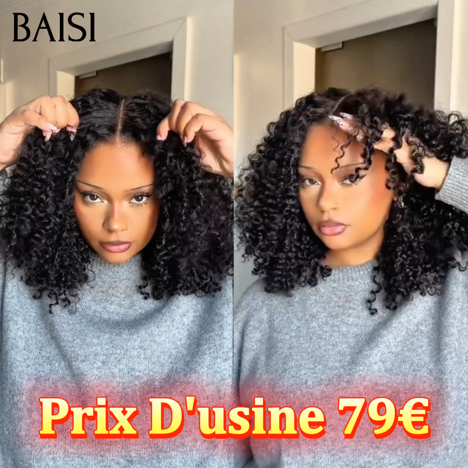 BAISI 2 perruques minimum au prix d'usine fournisseur 4x4 perruque 79€ Pré-plucked Pas Besoin de Colle en 100% Raw Hair Lace déjà couper