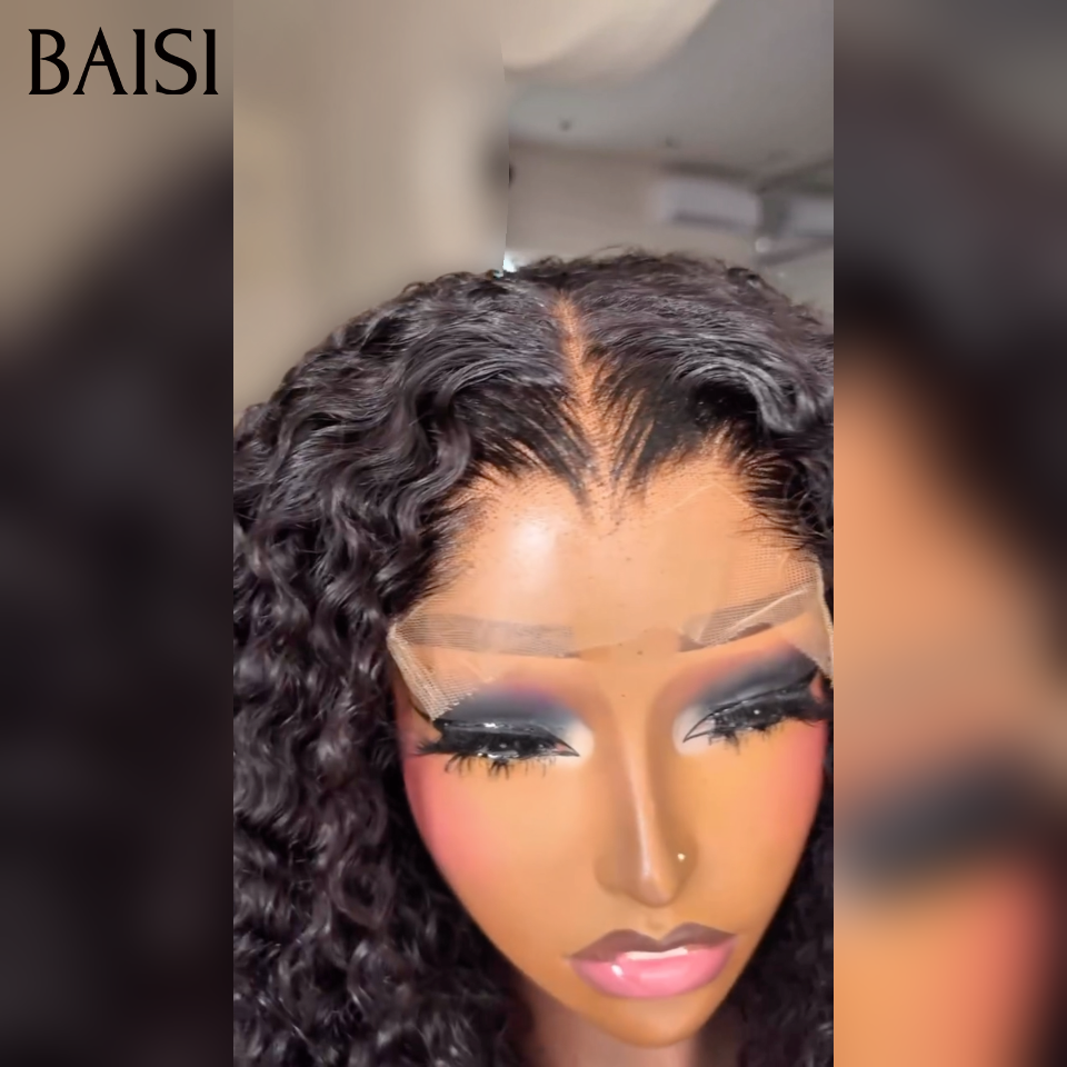 BAISI 4X4 Parrucche Curly Wave per rivendita 65€ Nero 10 Pollici in 100% capelli umani veri MP50
