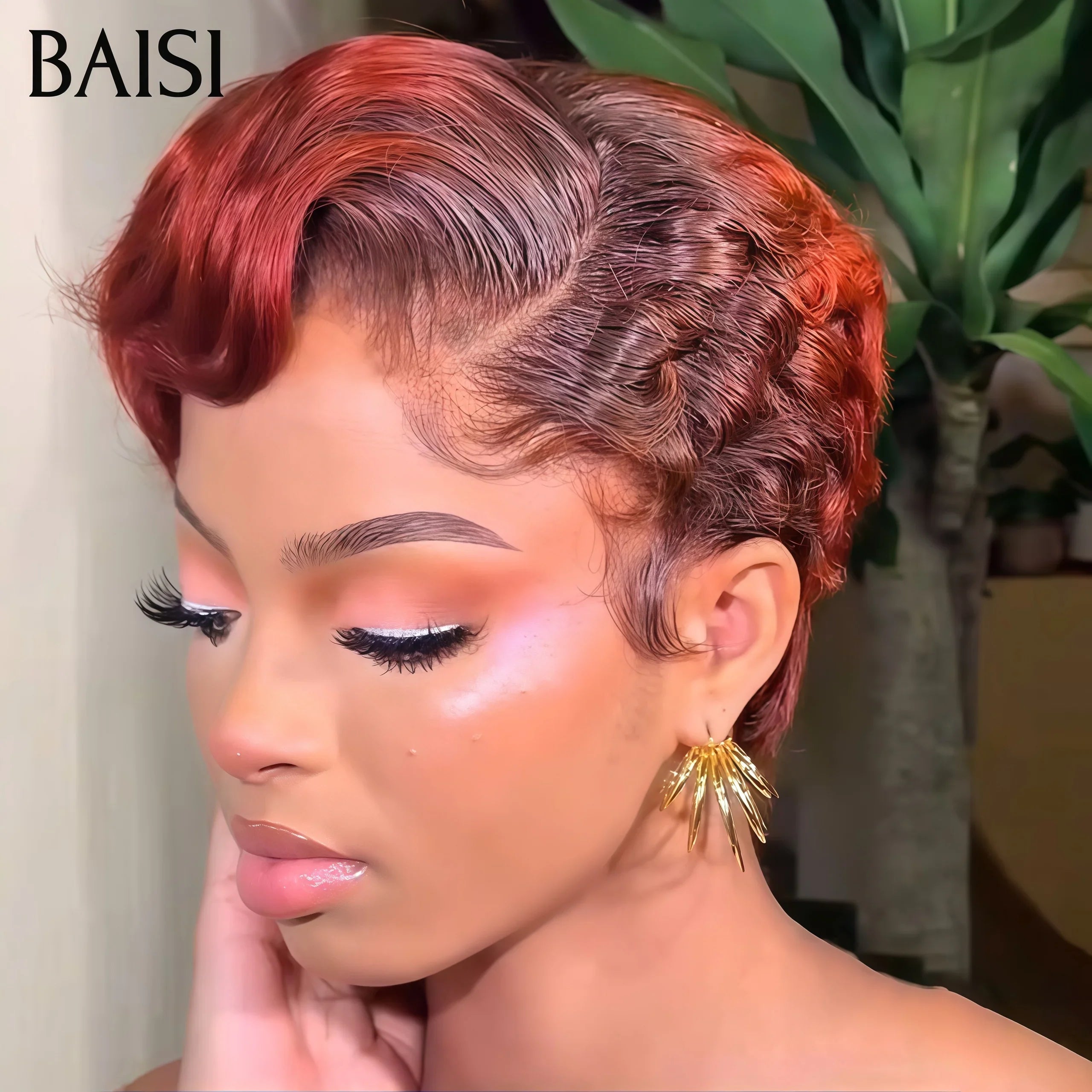 BAISI 13X4 lace Pixie wave Wig In Color 99J# €65 in 100% Human Hair BAISI20