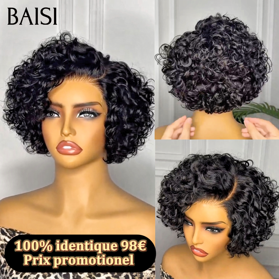 BAISI HAIR FR Portez la première perruque la plus confortable sans colle seulement 98€ 8 pouces au prix promotionel 100% vrais cheveux humains raw hair