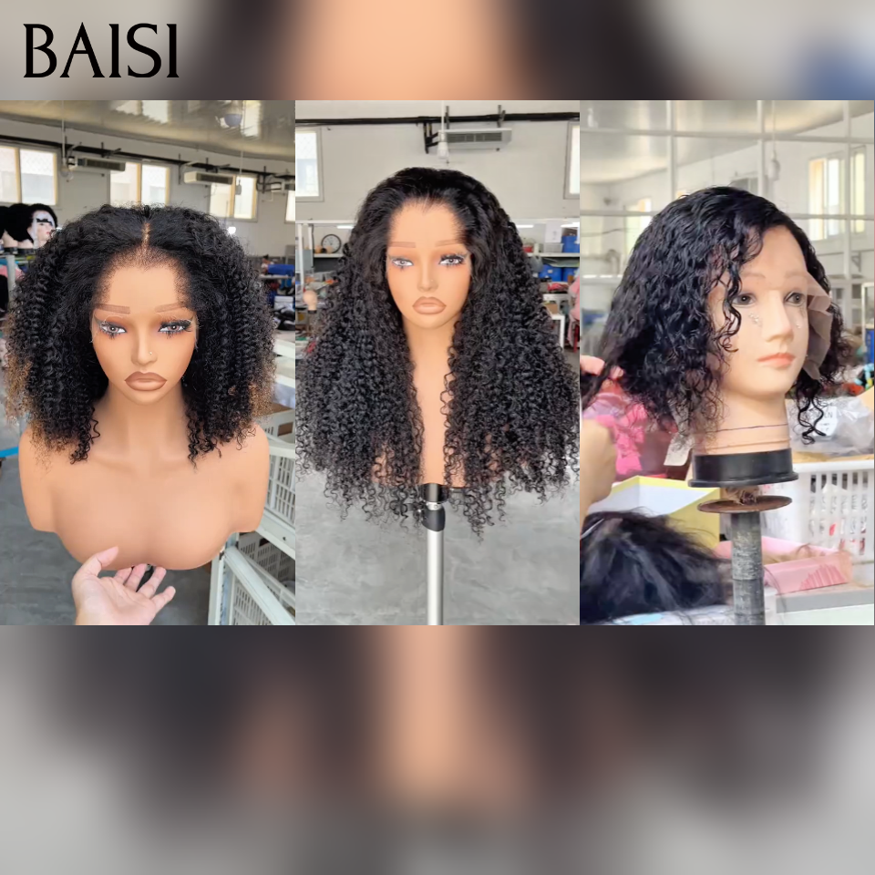 BAISI 3 perruques 219€ 13x4 lace frontale curly wave noir naturel et 100% cheveux raw hair