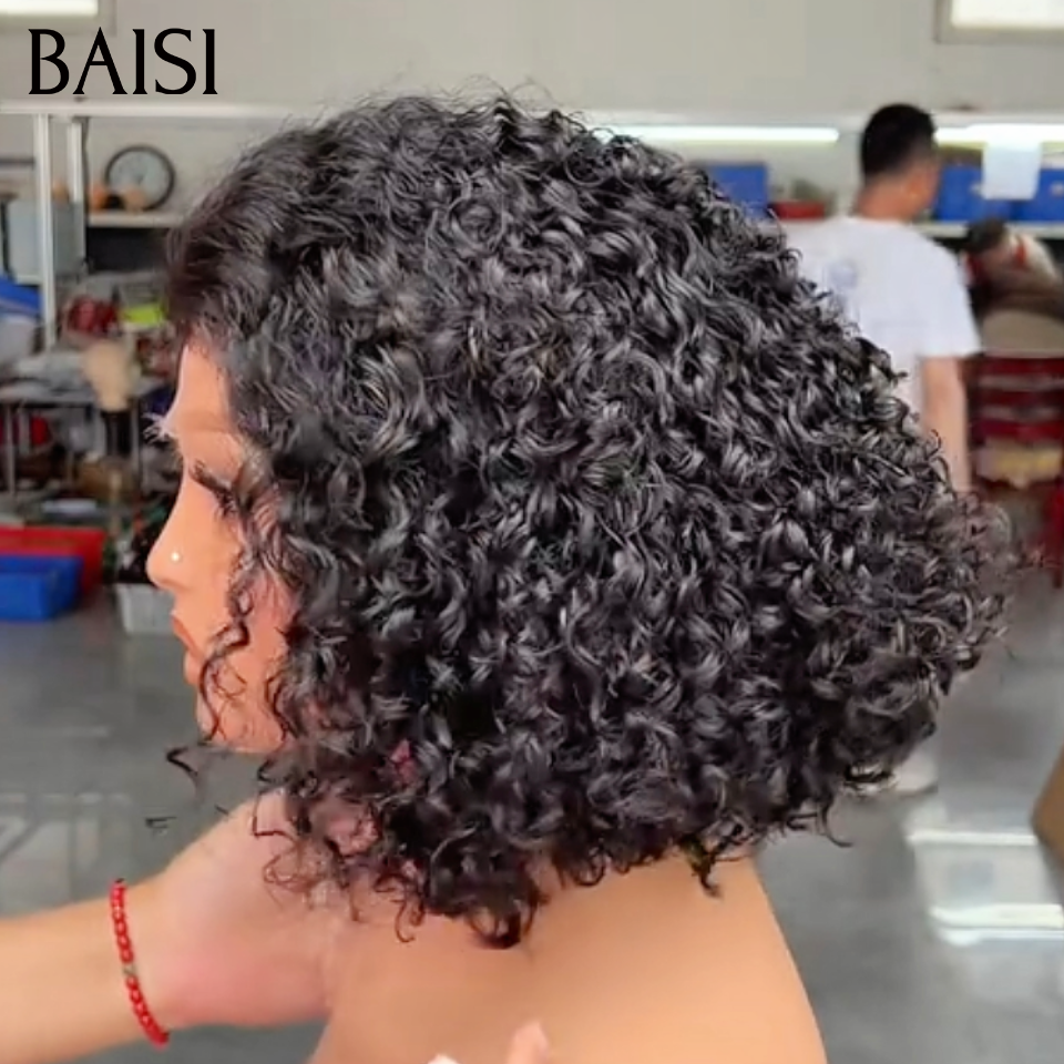 BAISI recommandé 4x4 Lace closure Perruque water wave bouclé NOIR 1B# 12 pouce 119€ ou 14 pouce 129€ 250% Densité 100% Cheveux Humains