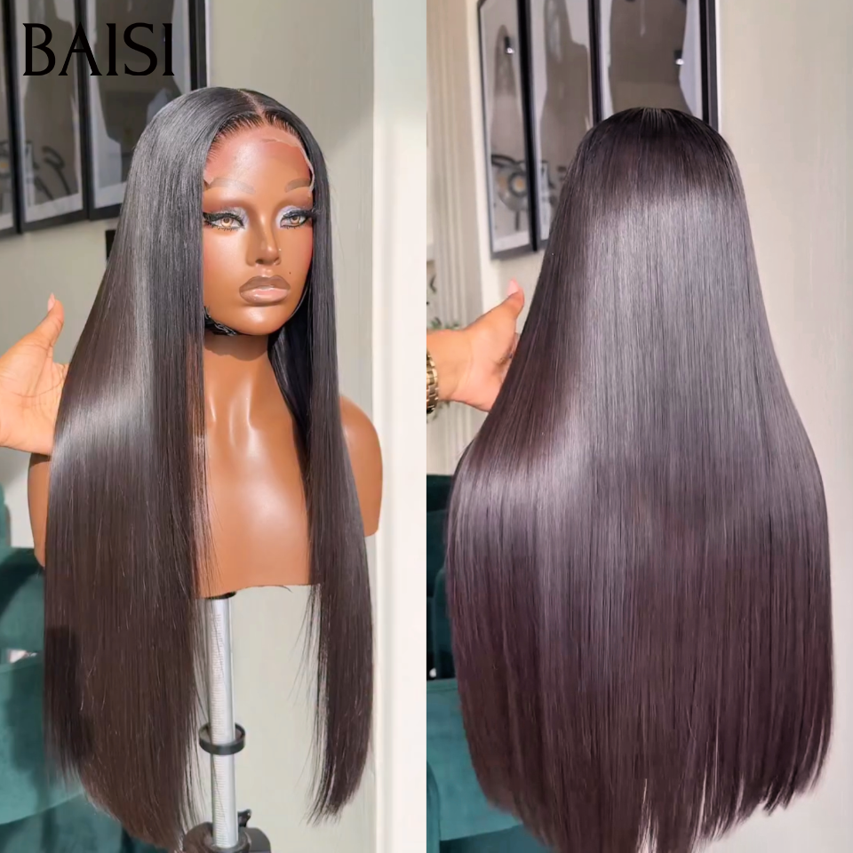BAISI Grande SALDI IVA 0€ 115€ 12 Pollici SDD BONE Dritto 300% densità 100% Capelli Vietnam 2x6 Chiusura in Pizzo Parrucca Liscia in 100% Capelli Umani Capelli Vietnam FR38