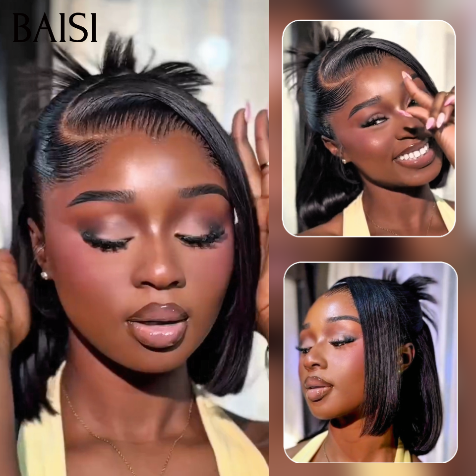 BAISI perruque BOB Coiffée vrais cheveux humains porter sans soucis sans colle enlever sans se faire mal commandé aujourd'hui première coiffée ou Perruques Chioma Prix 3 perruques 65€ Moitié Prix Pixie finger wave 3 couleurs