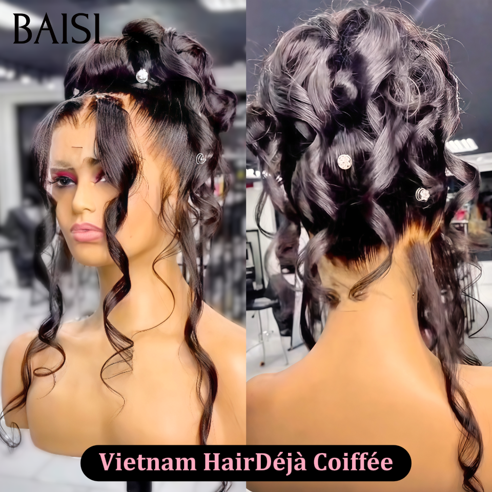 BAISI Perruques Déjà Coiffée Mariam 289€ Vietnam Hair en NOIR chignon bun En 100% cheveux humains