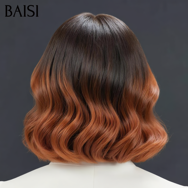 BAISI Perruque BOB 13x4 lace frontal NOIR Mixte brun 98€ egg curl wave en 100% cheveux humains