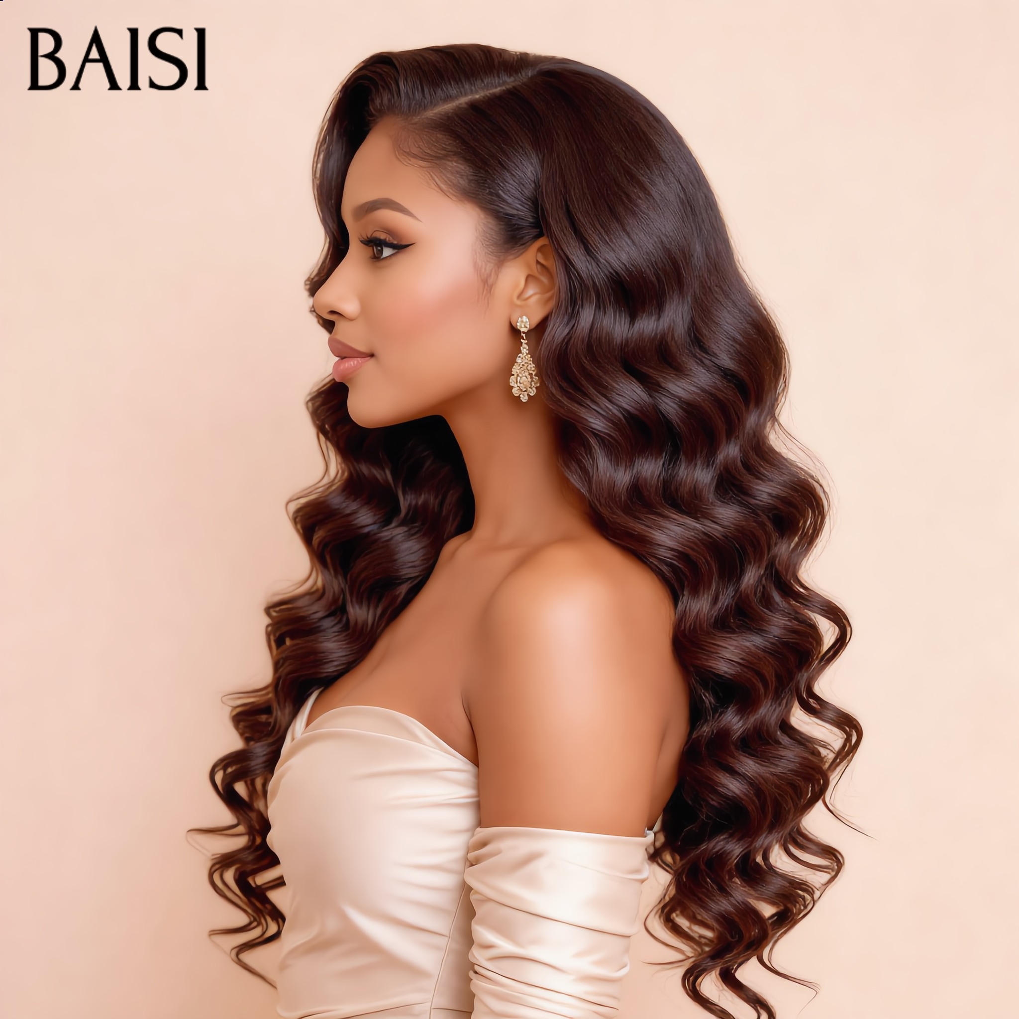 BAISI 13x4 Lace Frontal Perruque body wave en couleur NOIR 30 pouce 209€ Hot en 100% Cheveux Humains